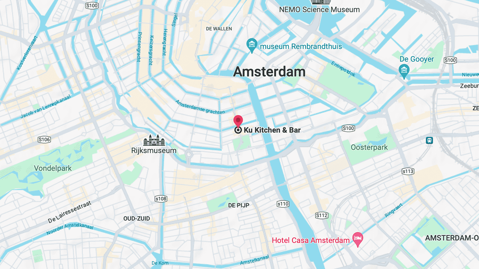 Ku Kitchen & Bar, Amsterdam Map