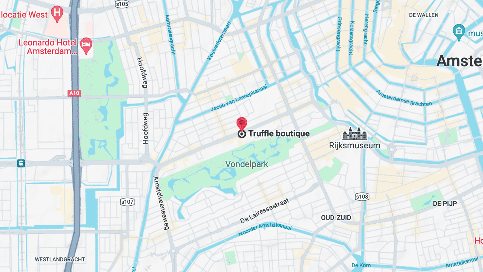 Truffle boutique Overtoom, Amsterdam Map