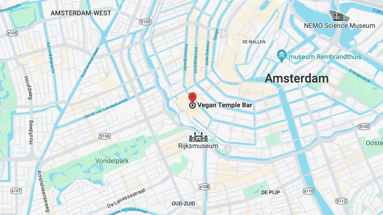 Vegan Temple Bar, Amsterdam Map